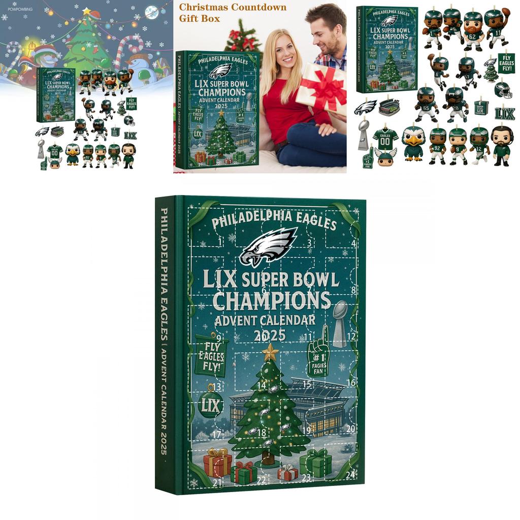 Calendar de Crăciun Philadelphia Eagles Cutie Oarbă Cu Ornamente Acrilice Pentru Cadouri de Petrecere de Sărbători