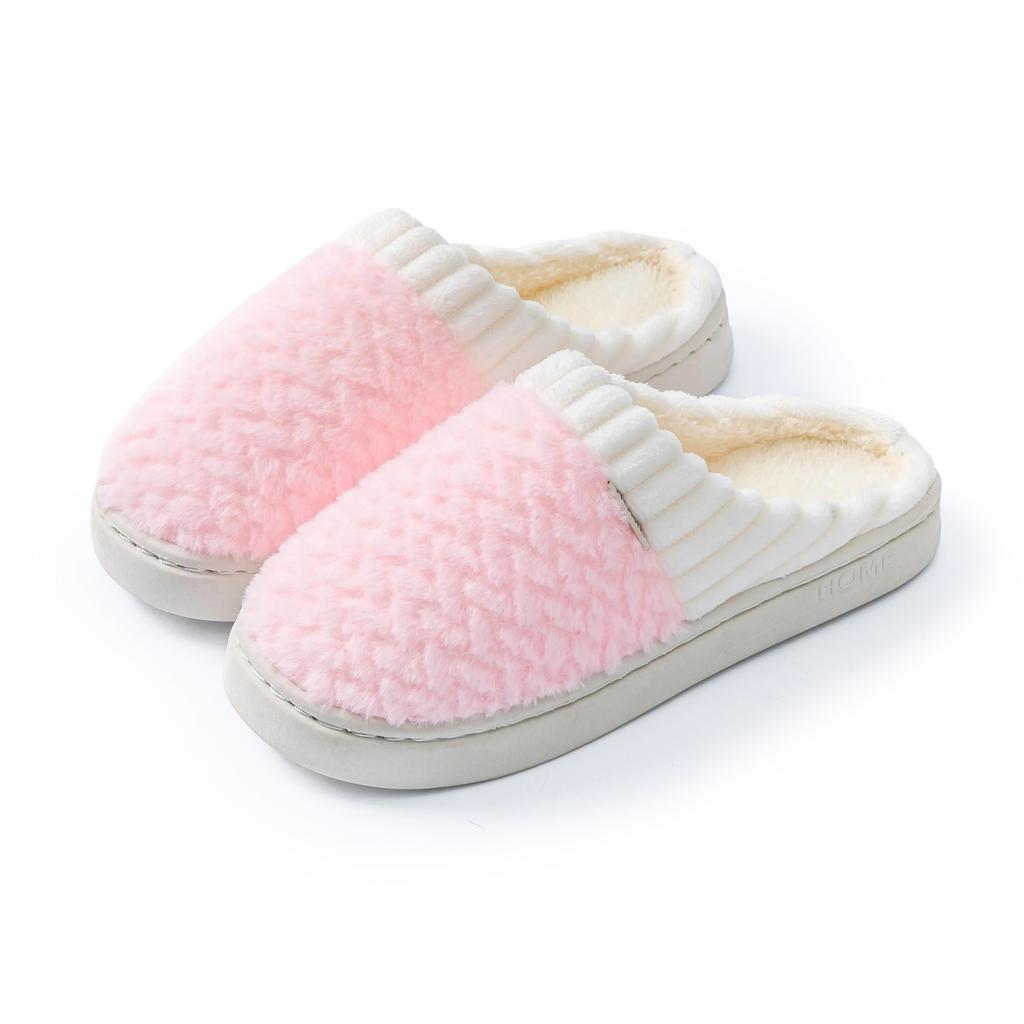 Cotton Slippers Autumn and Winter Color Matching and Shit Feeling At Home Indoor Thick-soled Warm Couple Plush Shoes