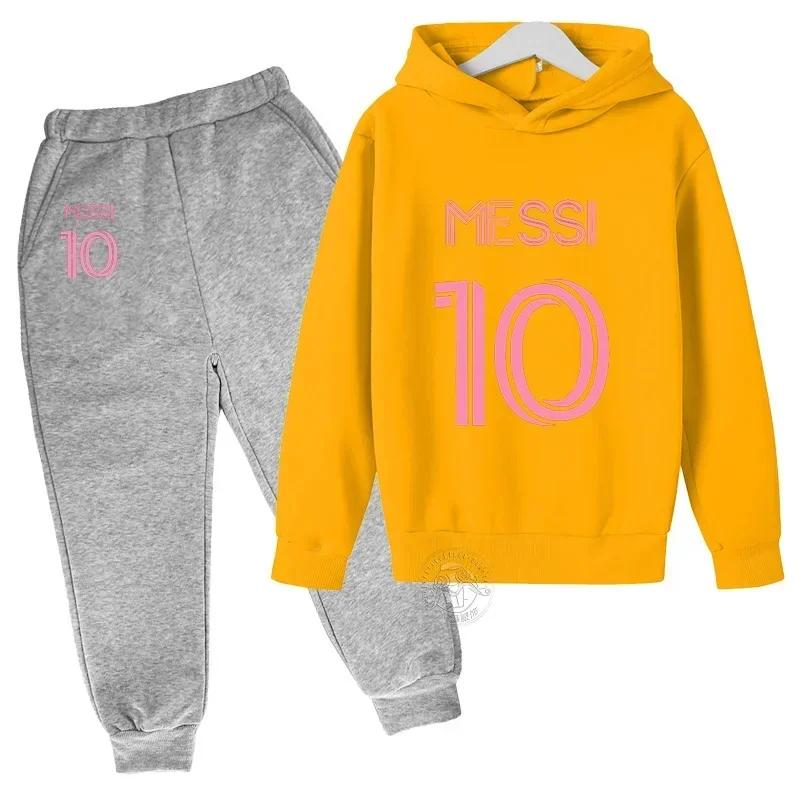 Set Hanorace Copii Fotbalist Messi Modă Strădală Băieți și Fete Pulover Sport Toamnă + Pantaloni de Trening Set 2 Piese Outdoor