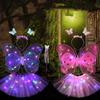 4pcs/set LED Butterfly Skirt Set Carnival Children Costume Props for Children Under 1.6m Tall Girls