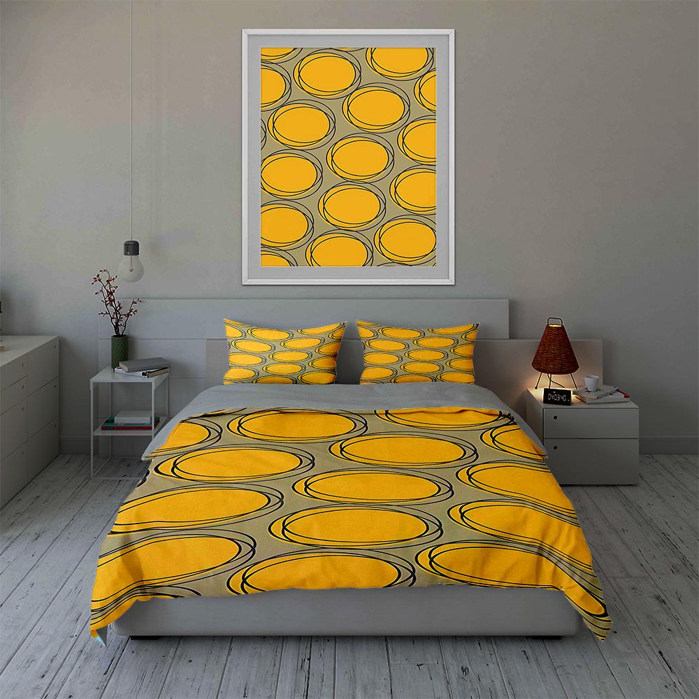 Yellow Concentric Circles. Bedding Duvet Cover Sets Duvet Covers Pillowcases Gifts (1 * Duvet Cover 2 * Pillowcases, Without Duvet Insert)