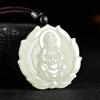 Unisex Imitation Hetian Jade Guanyin Pendant with Lotus Design - Hanging Ornament Gift