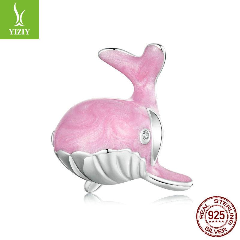 

Браслет DIY Yin Ziyun Розовый кит с бусинами удачи из стерлингового серебра 925 пробы Мечта об океане