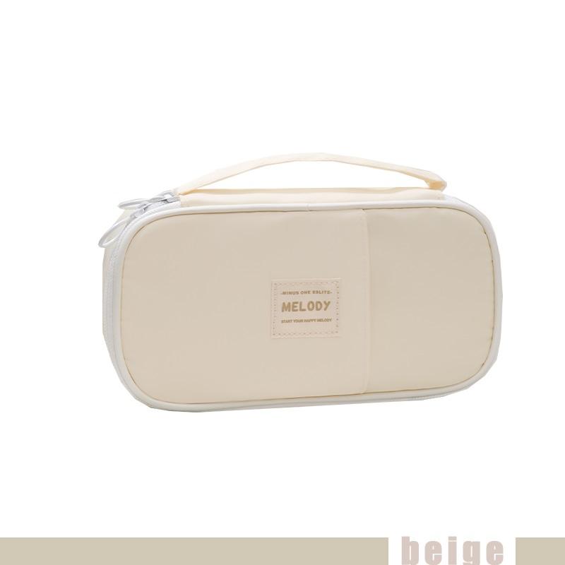 Simple Design Pencil Bag Pen Case Macaron Color Multi Mesh Pocket Slot Handle Storage Pouch for Stationery School