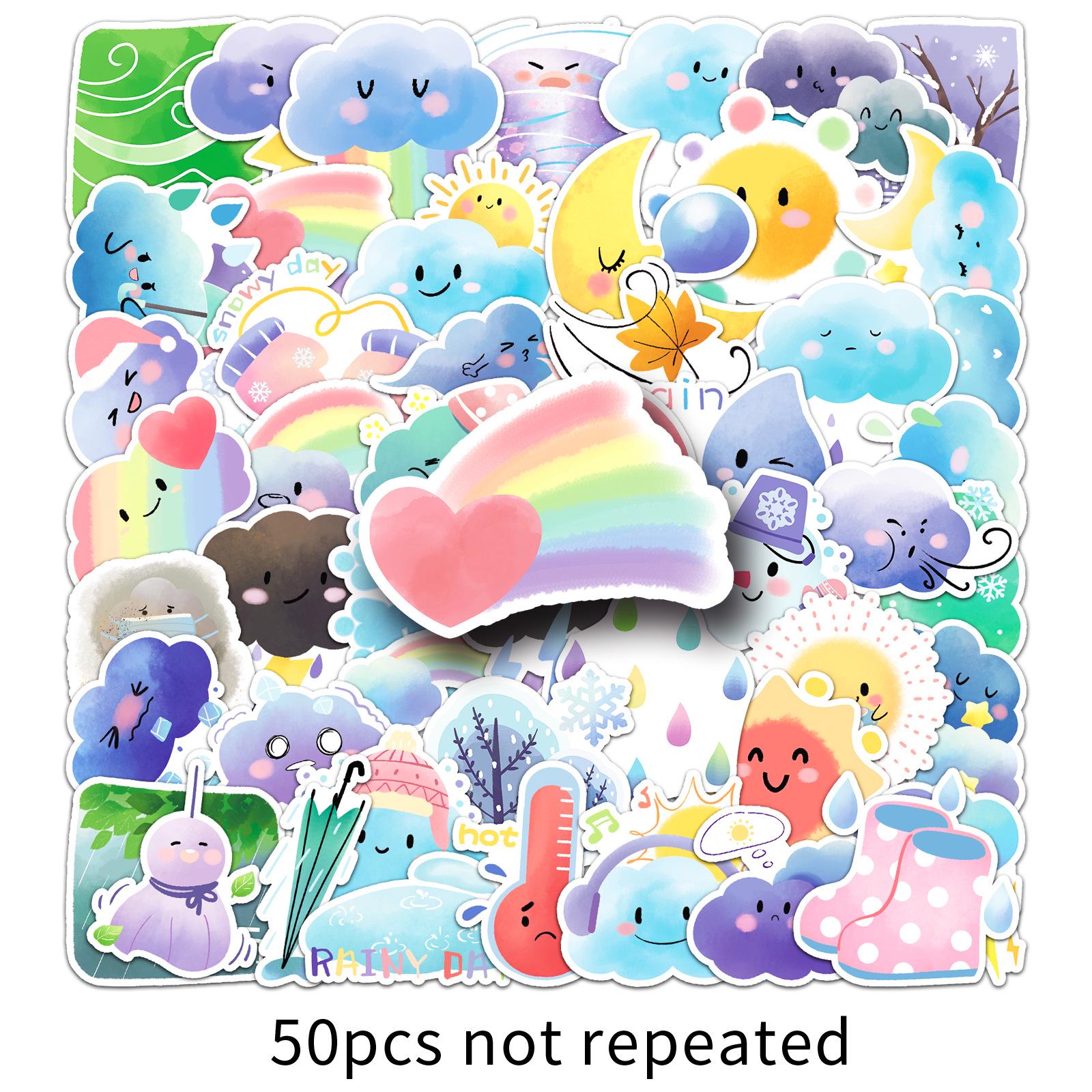 50 Original Mood Weather Stickers: Waterproof Cartoon Stickers for Planner, Suitcase, Phone Case, and Notebook.