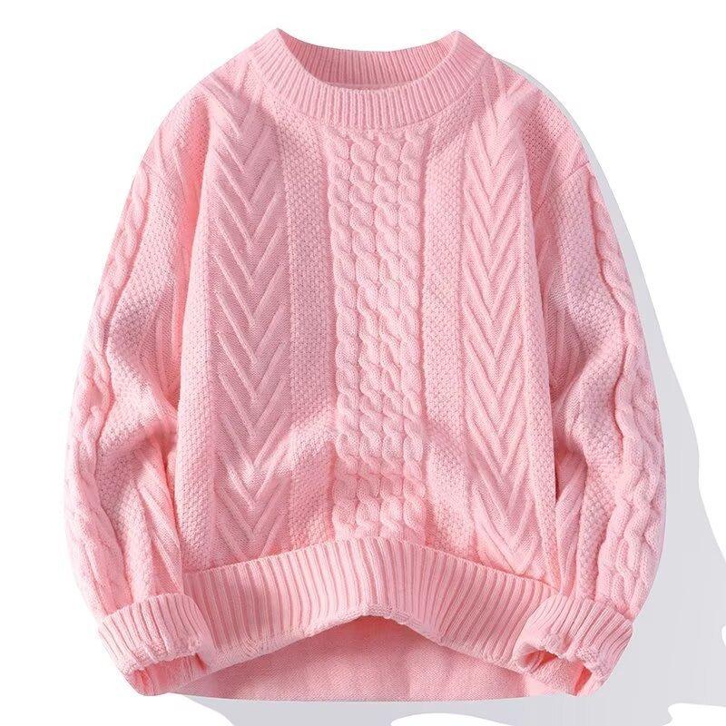 Sweter z dzianiny skręcanej dla par Luźny Vintage Lenistwo Wielokolorowy