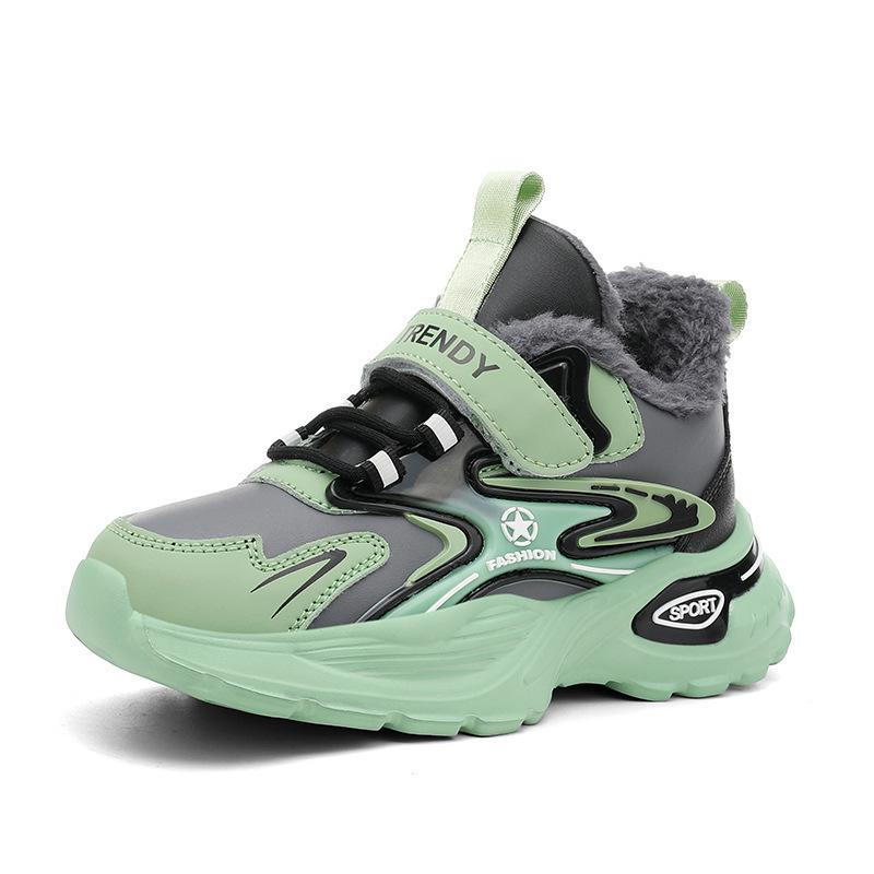 New Non-slip Children's Sports Shoes Large Cotton Soft Sole Casual Autumn and Winter Boys' Shoes Velvet Medium and Large Children's Shoes Primary Scho