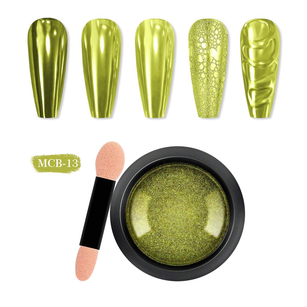 Nail Art Titanpulver, Spiegelmehl, einfarbig, galvanisch, magisches Spiegelpulver, Nail Art Glitter Mcb Set