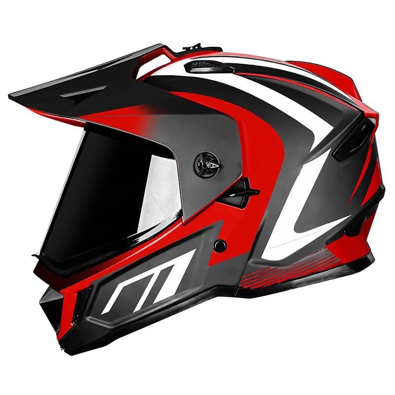 Dual Lens Full Face Motorcycle Helmet Off-Road Rally Dirt Bike ATV Racing DOT Certified ABS Carbon Fiber Style