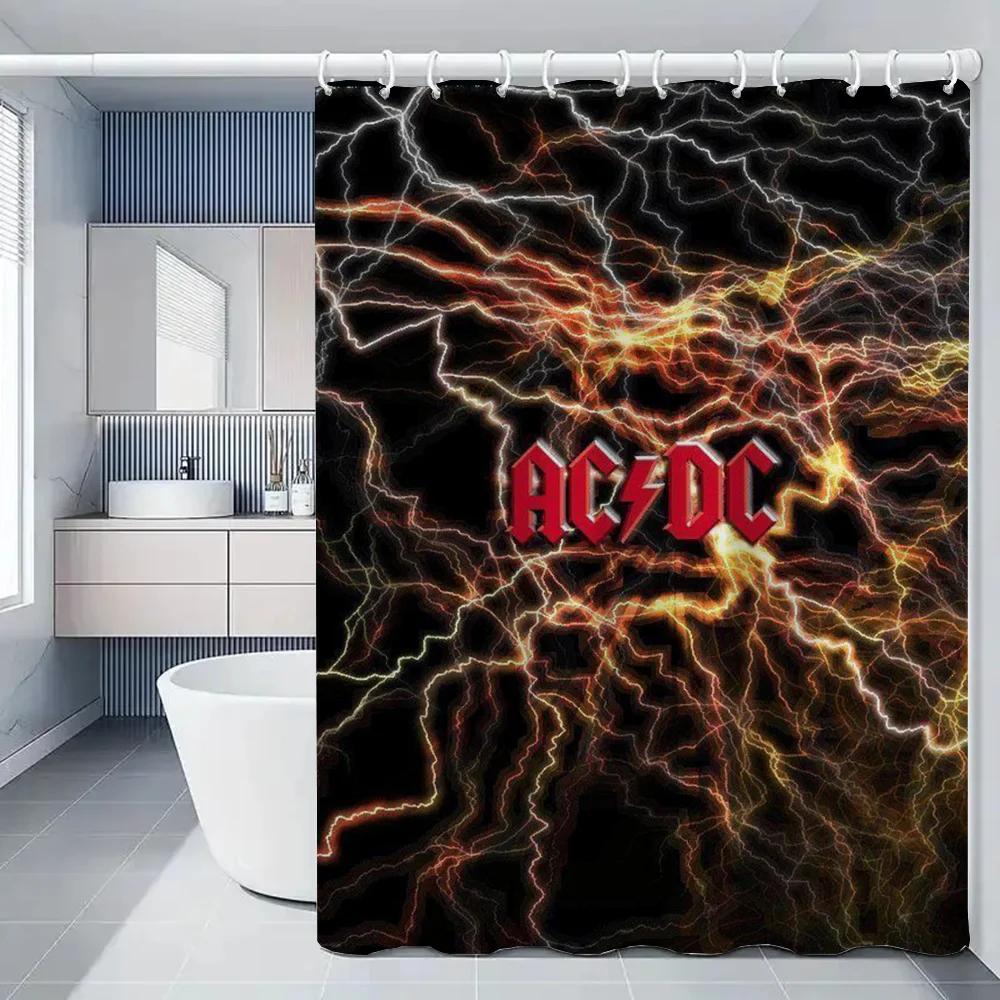 

Rock-ACDC Shower Curtain for Bathroom Accessories Folding Partition Bath Curtains Bedrooms Waterproof Fabric Things the Set Ho 150x180cm
