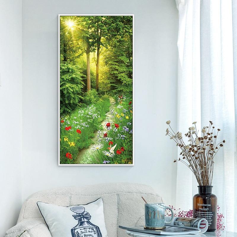 Modern Green Bamboo Road Canvas Painting Wall Art Green Forest Landscape Picture Posters and Prints for Living Room Decor Quadro
