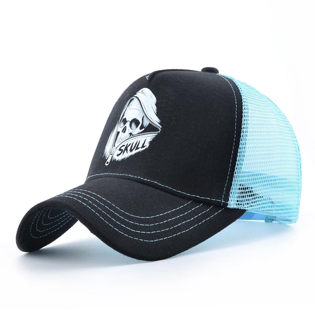 Summer Baseball Cap Outdoor Breathable Mesh Trucker Cap Men Women Printing Skull Snapback Hip Hop Caps Adjustable Visor Cap