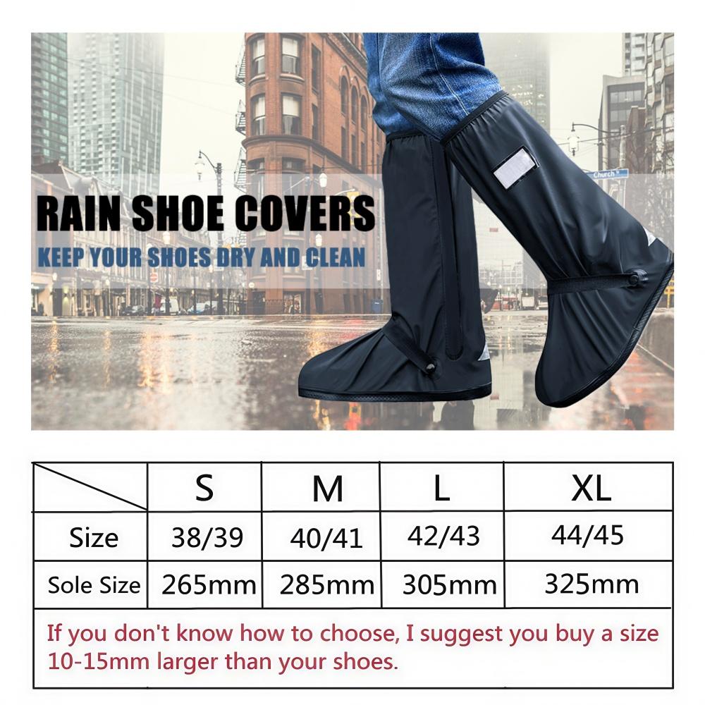 Rain Boot Shoe Cover Black Waterproof with Reflector High Top Clear Shoes Dust Covers for Motorcycle Bike Rain Cover Men Women