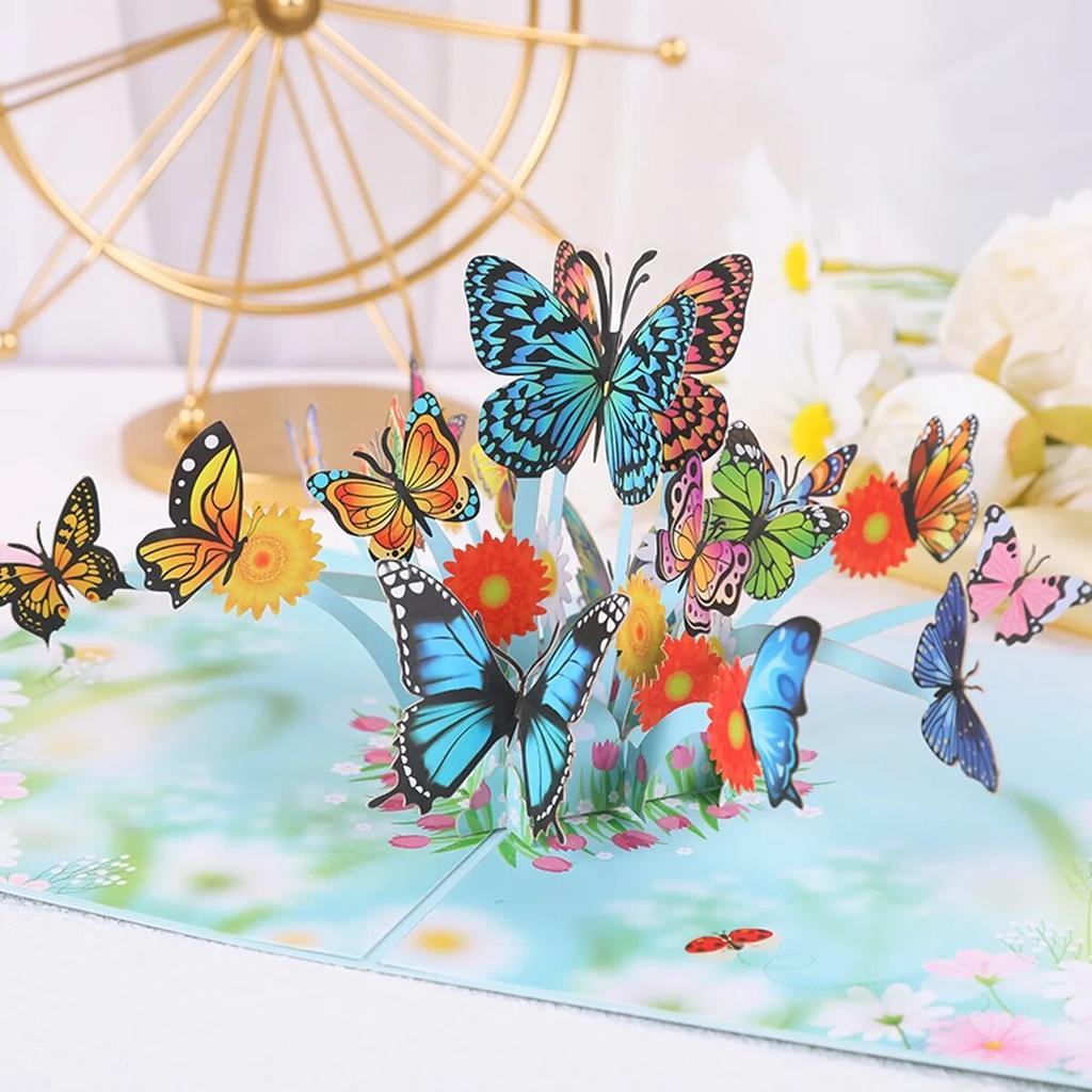 3D Pop-Up Cards Flowers Birthday Card Anniversary Gifts Postcard Maple Cherry Tree Wedding Invitations Congratulation Card Gift