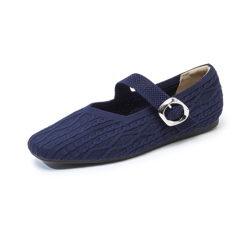 Mary Jane Shoes for Women Square Toe Walking Shoes Casual Non-Slip Ballet Flats with Ankle Strap Women's Comfortable Mary Jane Flat Shoes Dressy Shoes