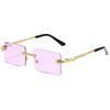 Twisted Snake Leg Gradient Sunglasses for Men Women Luxury Rimless Rectangular Sun Glasses Outdoor UV400 Summer Travel Eyewear