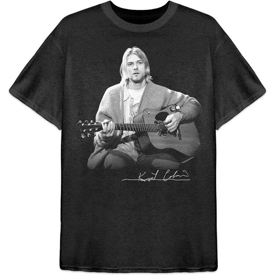 Nirvana-Kurt Cobain-Guitar Live Photo - Black t-shirt L