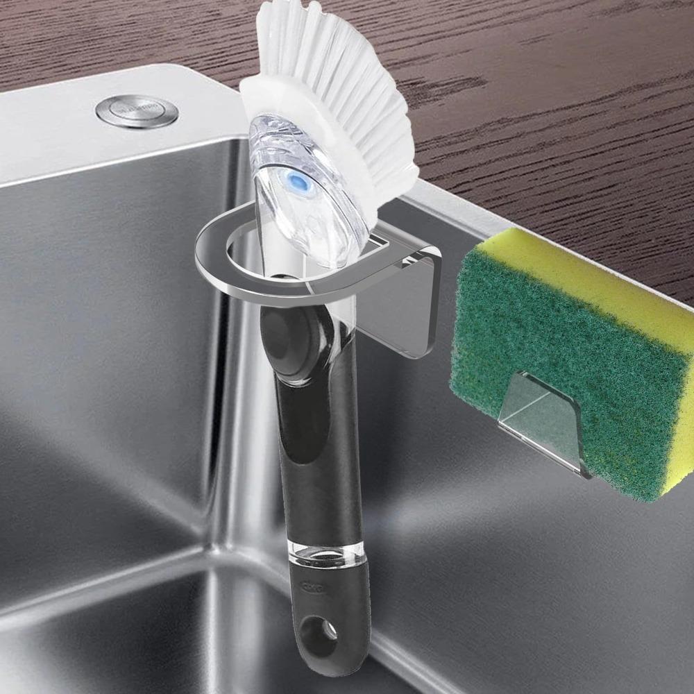 No-Drill Design Sink Sponge Holder Saves Space Clear Acrylic Multipurpose Storage Holder Efficient Drainage Easy to Install
