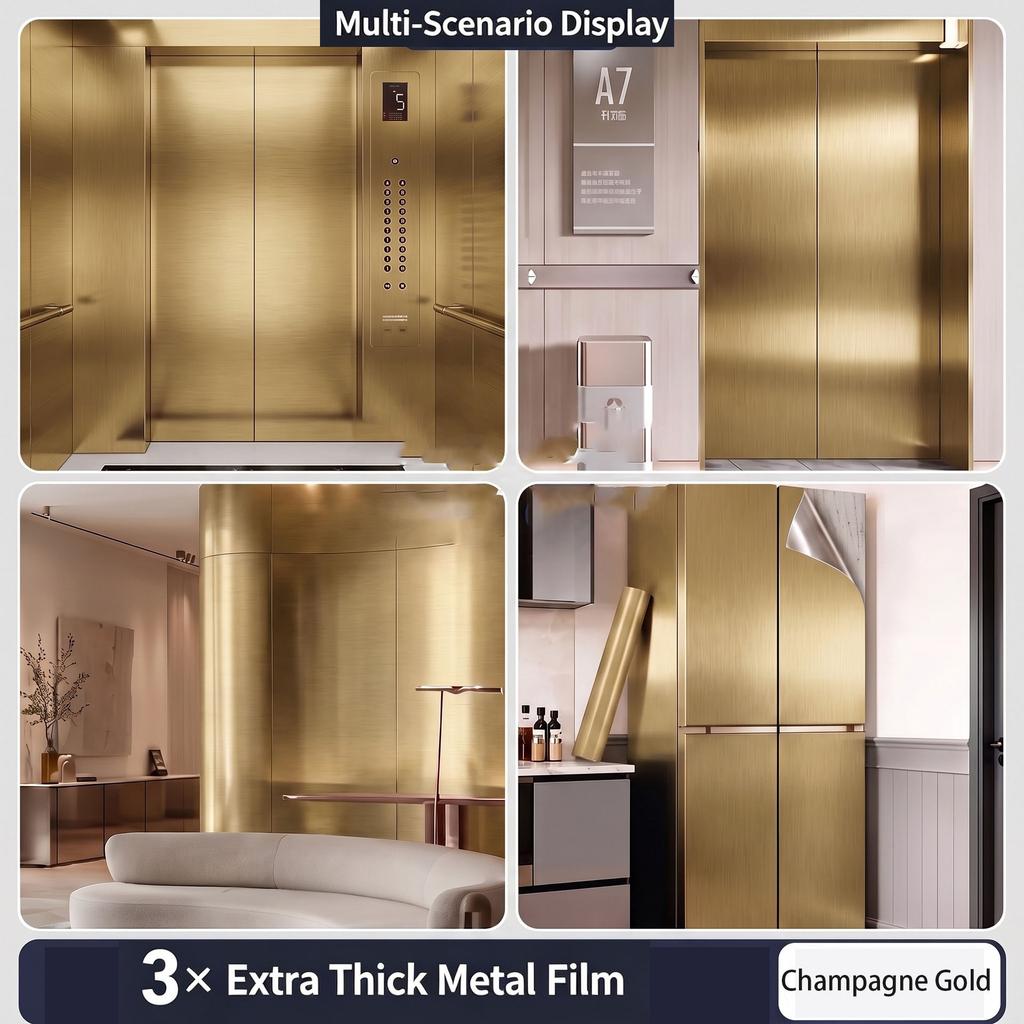 Selbstklebende gebürstete Edelstahl Kontaktpapier Metallische Folie Kühlschrank Aufzugstür Makeover Wasserdichter Aufkleber 0,16mm