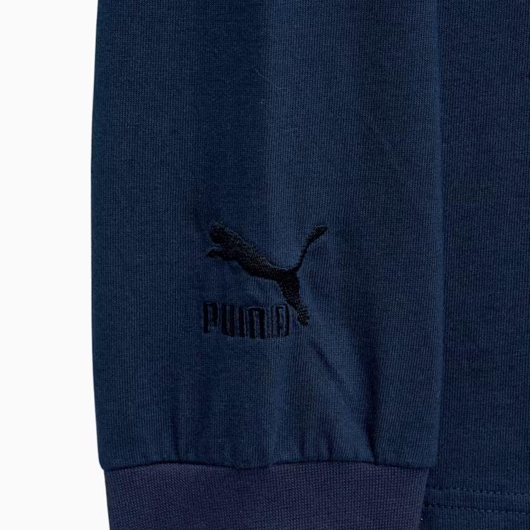 Puma Camisa Polo de Manga Larga con Cuello Polo y Rayas Empalmadas para Hombre Tops Azul Marino 94090702