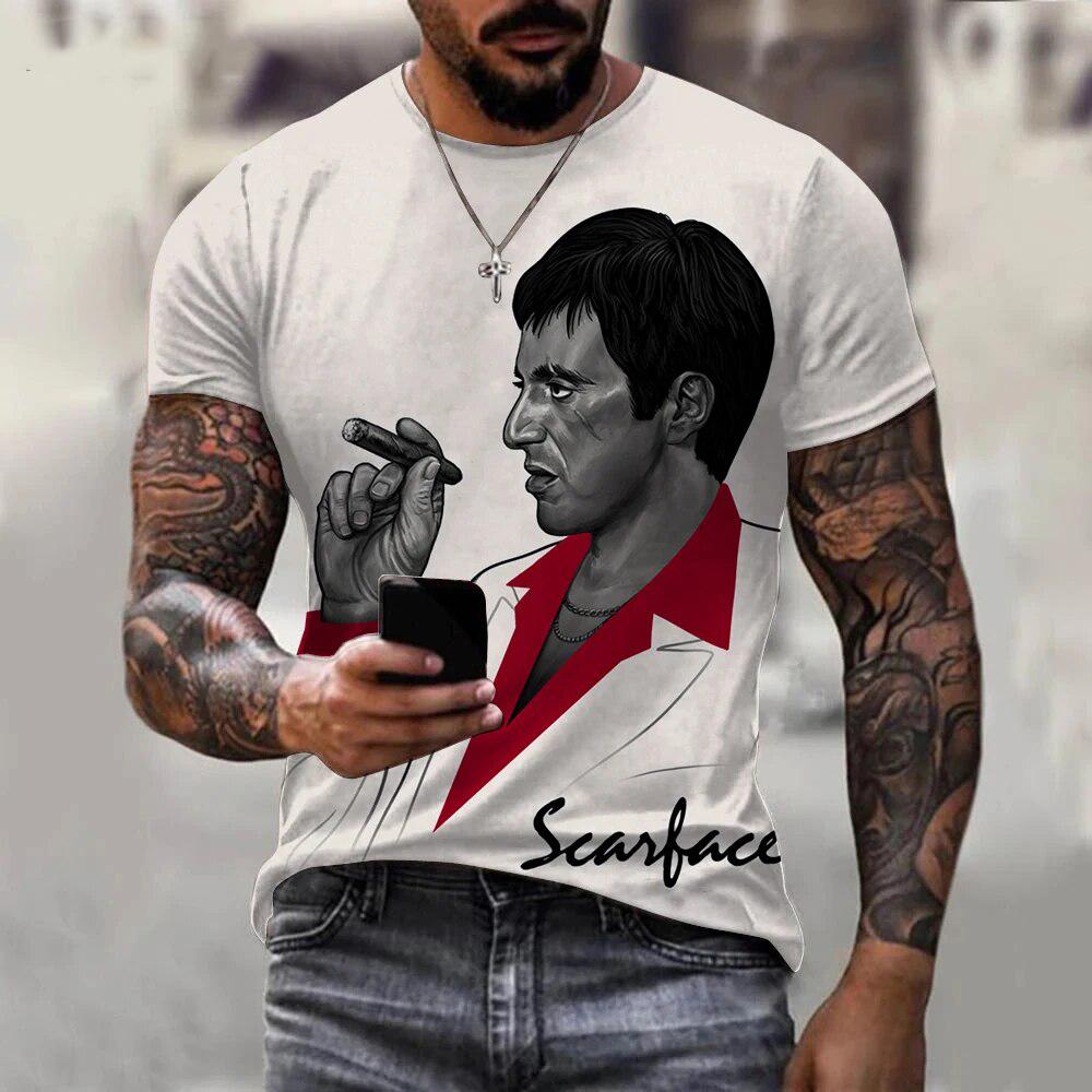 ETST 009 Scarface Klassieke Film 3D Print Sport Sneldrogend Ademend Heren T-shirt Buiten Straat Harajuku Casual Mode Fan Korte Mouw XL