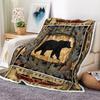 Rustic Throw Blankets, Brown Cabin Country Antique Bear Moose Forest Vintage Wood Cozy Warm Bed Couch Blanket, Farmfouse Loge Hu