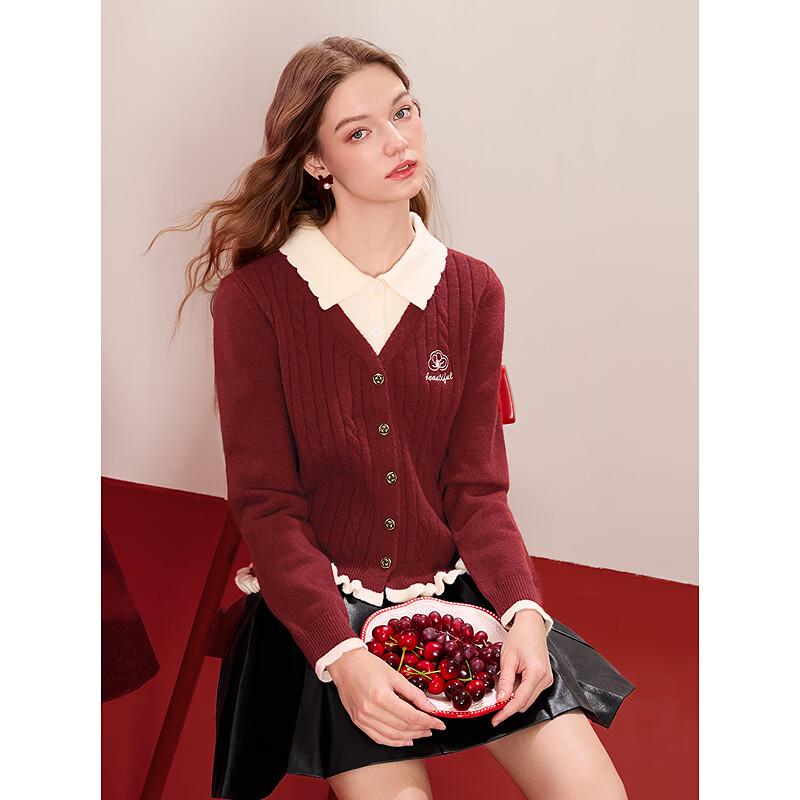 Betu Women's Fake Two-Piece Color-Block Cable Knit Sweater