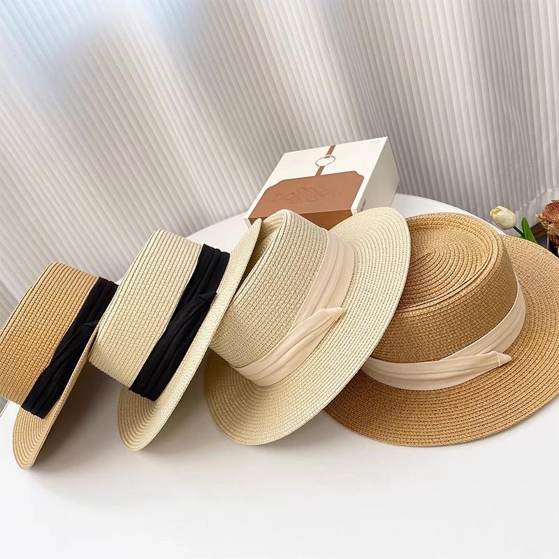 Trendy Top Flat Woven Wide Brim Straw Hat For Sun Shield And Activities Outdoor
