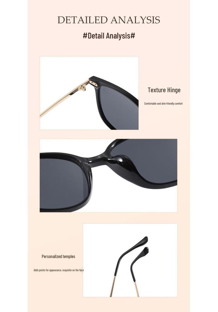 Retro Large Frame Women's Polarized Sunglasses - Tea-Colored, UV & Sun Protection, Perfect for Driving, Slimming Effect