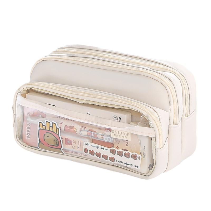 

Pen Case, Pencil Pouch Bag, Simple Large Pencil Case Pen Organizer Bag Zippers Expandable Big Capacity Pencil Holder Box белый