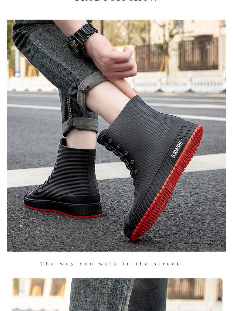 2023 Men's Fashion Short Rain Boots: Waterproof, Non-slip Rubber Shoes for Couples