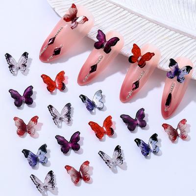 Xiaohongshu Spice Girl Three-Dimensional Butterfly Nail Art Jewelry Retro Dark Nail Accessories Resin