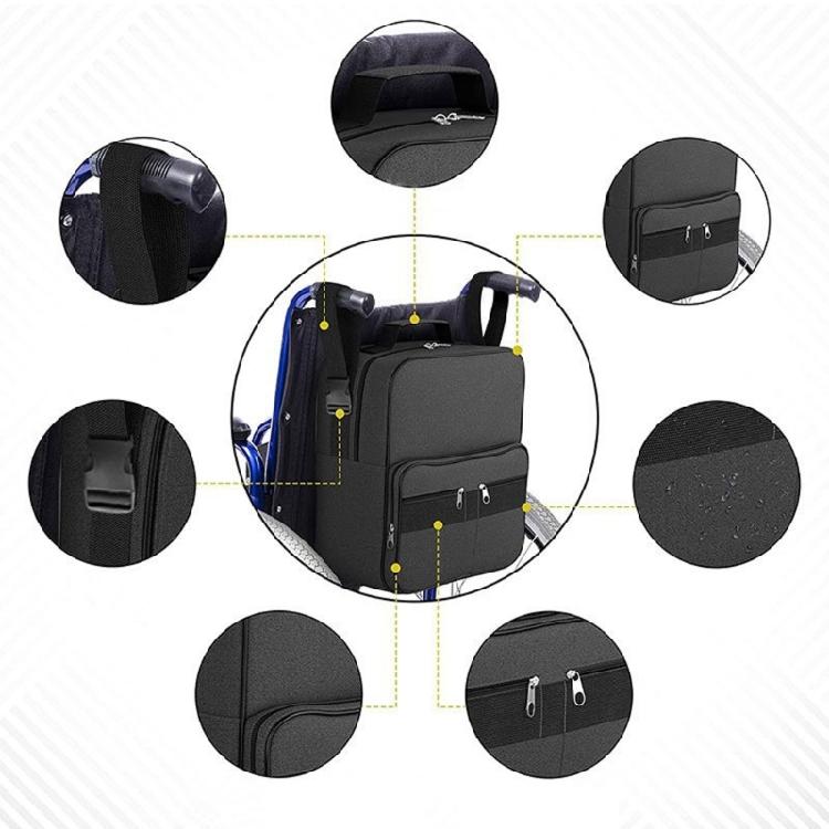 Senior Friendly Wheelchair Bag Wheelchair Side Pouch Waterproof Storage Large Capacity Travel Accessory