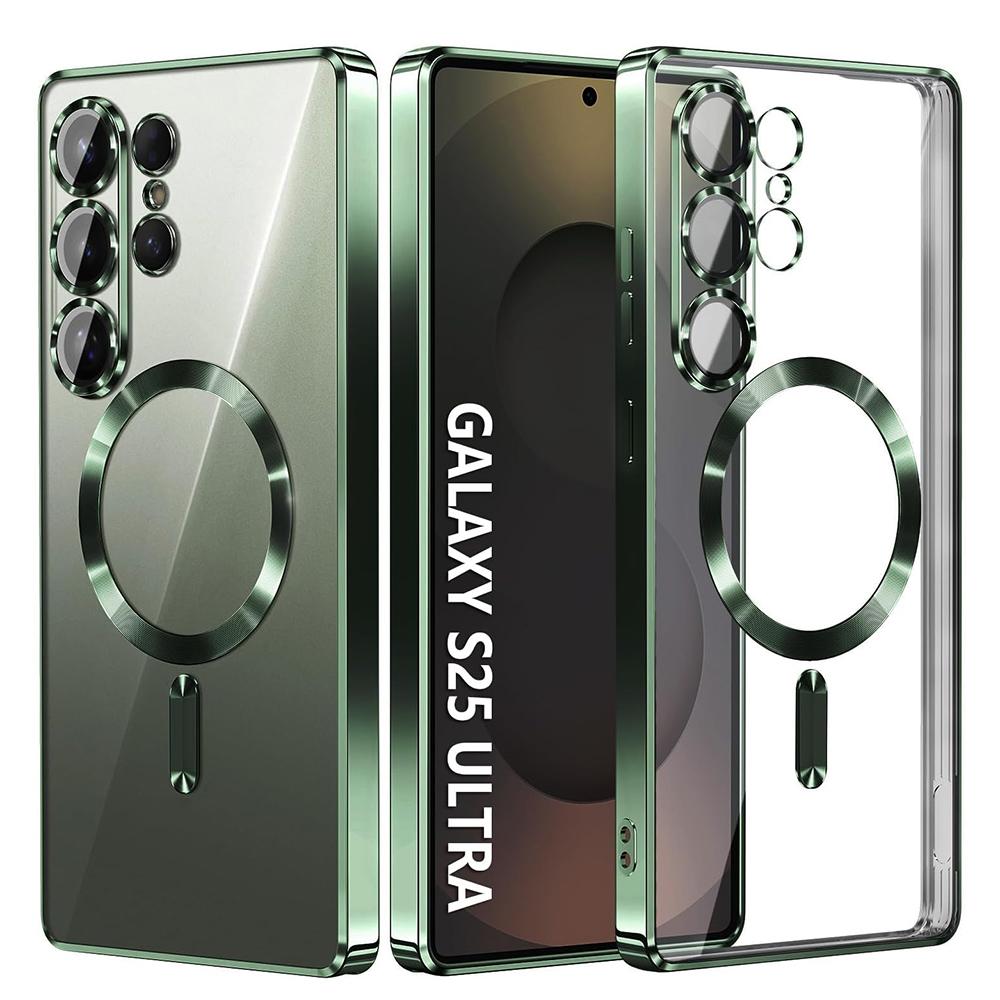 Magnetische Für Magsafe Silikonhülle Für Samsung S25 Edge S24 S23 S21 FE S22 Ultra Plus Luxus Glitzer Beschichtung Klar Weiche Hülle