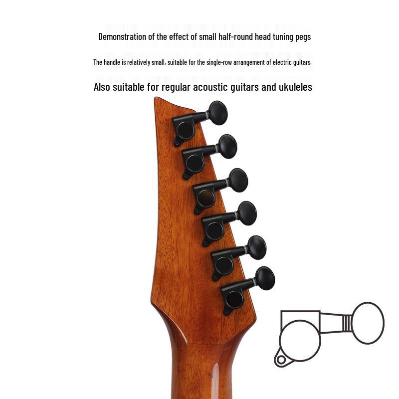 Universal Silver Folk Guitar Tuning Pegs, Knobs & String Winder Tool - Fully Enclosed Electric Guitar Tuning Accessories