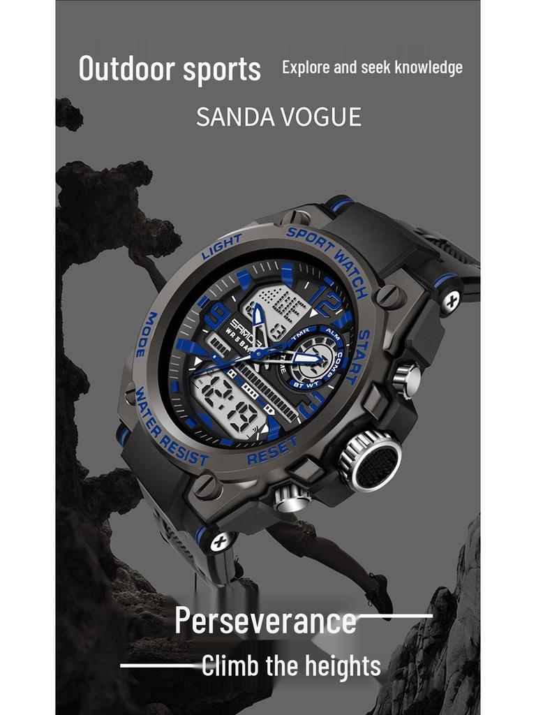 Sanda 6024 Outdoor Sports Shockproof Waterproof Luminous Watch - Unisex Multifunctional Electronic Watch