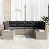 Garden Sofa Set with Cushions 6 Pcs Light Grey Poly Rattan