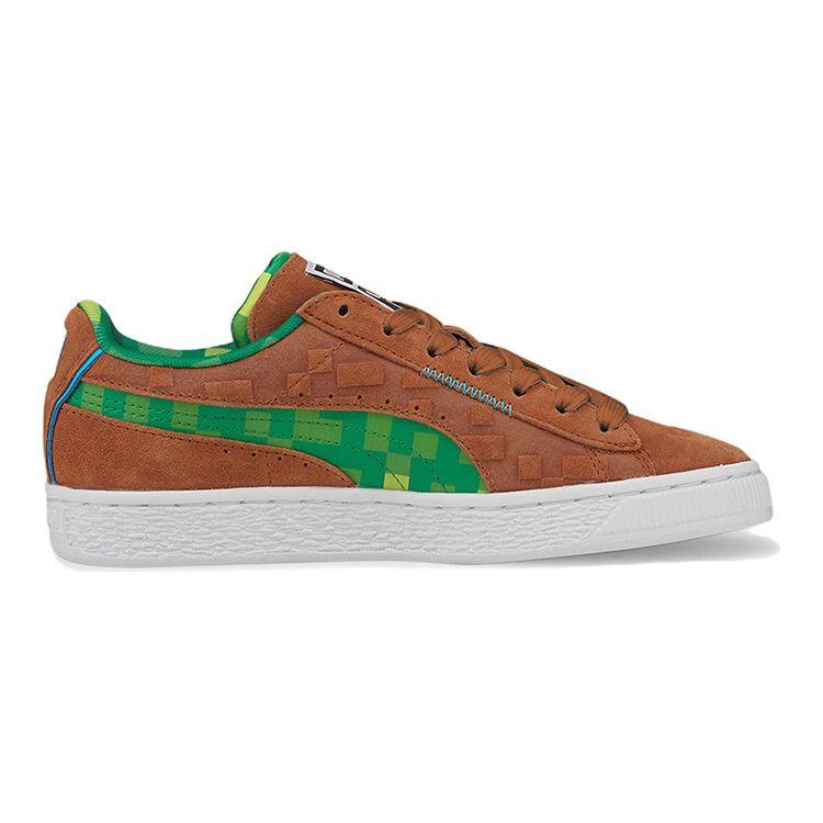 Minecraft x Puma Suede Jr Grasblock Kinder Sneaker Braun Friar-Brown Farn-Grün 384485-01
