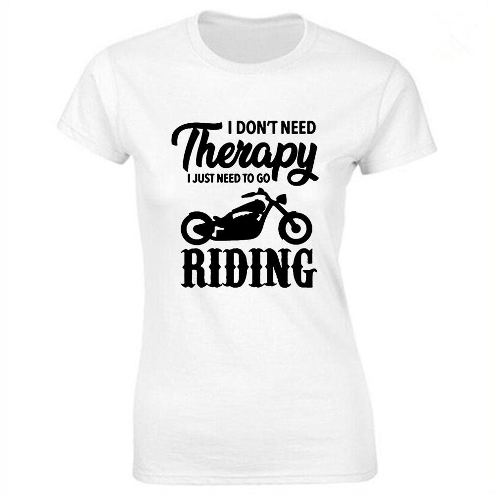 Motorcycle Girl Print Cotton Casual Tshirt Women Funny T Shirt for Lady Streetwear Regular Top Tee