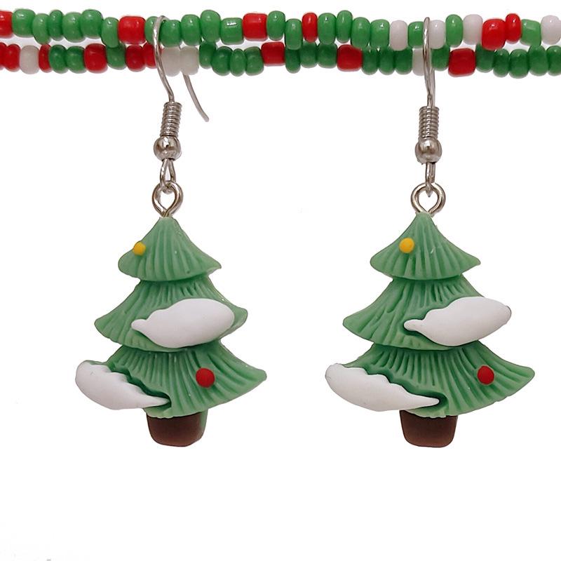 Очаровательные рождественские серьги с Санта-Клаусом и елкой