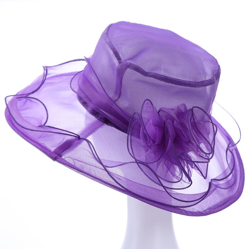 Organza Sun Hat Flower UV Protection Sunshade Beach Hat Small Mesh