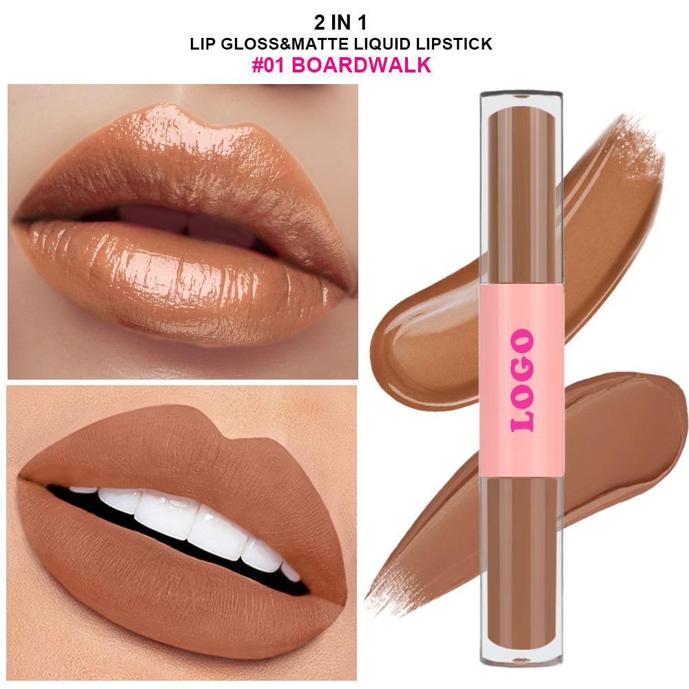 Long-lasting 2-in-1 Moisturizing Matte Liquid Lip Gloss