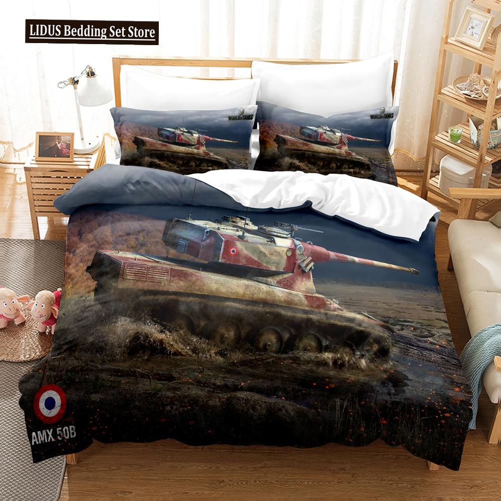 3D Tank Duvet Cover Tank Print War Military Weapon Theme For Children Teens Women Men Gifts For Bedroom Decorations Queen King