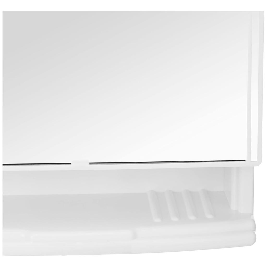 Plastová víceúčelová nástěnná úložná skříňka se zrcadlem, Malá (Bílý)