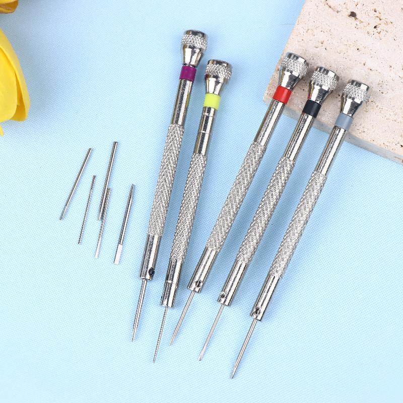 5Pcs Set 0.8-1.6Mm Steel Screwdriver For Watch Repairing Portable Watch Tools Band Removal With Mini Link Pins Watchmaker Tools