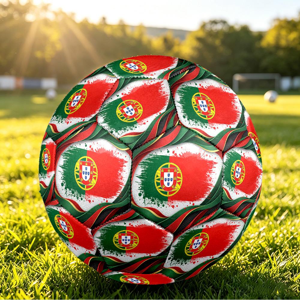 Portugal Football Printed Size 5 Soccer Ball Wear Resistant Standard Adult Training Football Fan Gift for Indoor Outdoor Match Sports