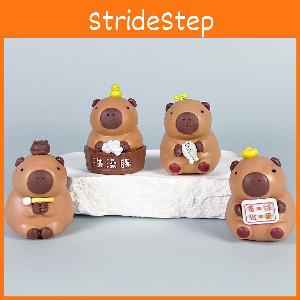 Cartoon Cute Bath Capybara Mini Model Ornament Set For Desktop Decoration