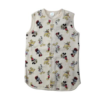 Takihyo Disney Mickey Friends Baby-Weste Lang Musselin 215105610 & Schlafsack, 2-Wege-Weste, 6-lagiger Gaze, Off-White,