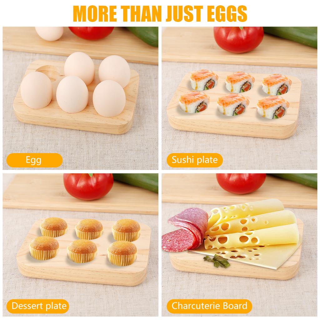 1/2Pcs Egg Tray 6/16 Hole Wood Egg Holder Space Saving Egg Plate Household Egg Storage Rack Accessories for Kitchen Refrigerator
