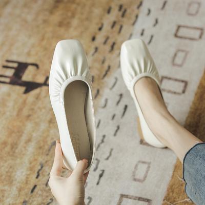 Genuine Leather Women's Shoes Heels Elegant Comfortable Square Toe  Pumps Casual Low Heel Spring Ladies Quality Female Shoes